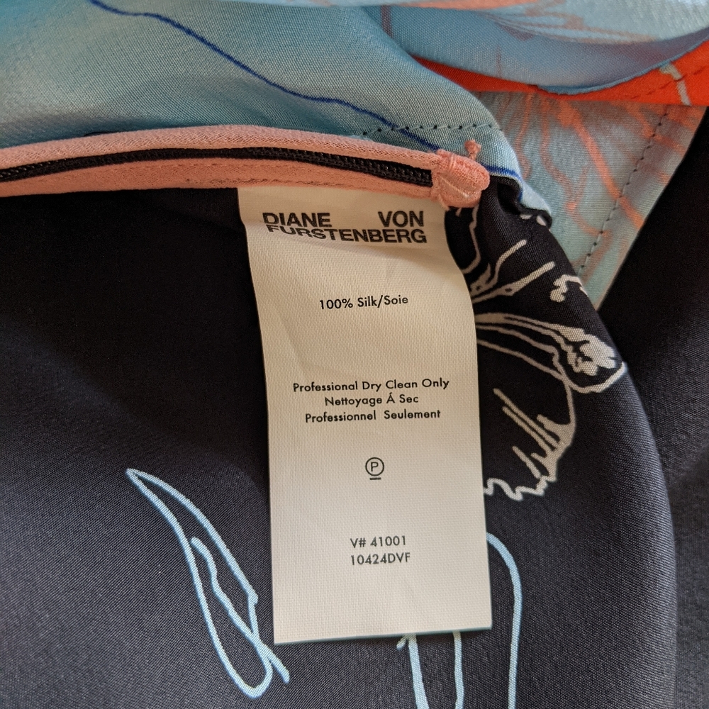 Diane Von Furstenberg Blue + Orange + Black Floral Midi Dress - Picture 11 of 11
